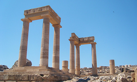 A Dodecanese yacht charter has views of historical ruins