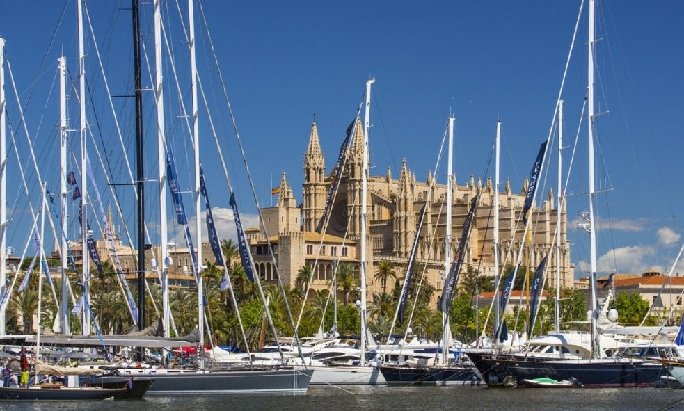 Yachts gather for the Palma SuperYacht Show in Moll Vell in Palma de Mallorca