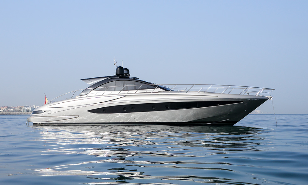 20M/64' IMPULSE built by Riva pictured on blue seas with blue sky background